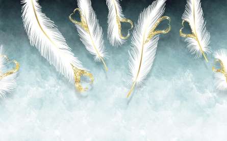 Фотошпалери біле пір'я і золото Фотошпалери біле пір'я і золото