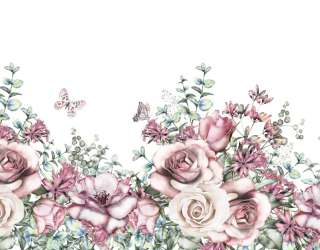 Фотошпалери рожеві акварельні троянди на білому тлі 21319