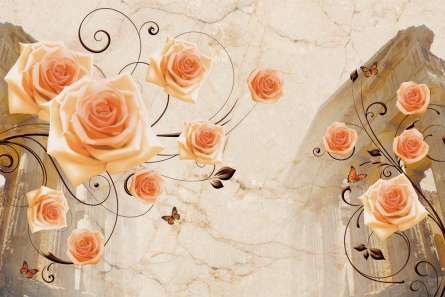 Фотошпалери Архітектура і троянди 3д