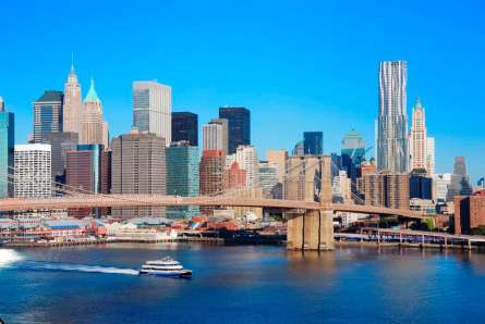 Фотошпалери Пароплав, міст, місто