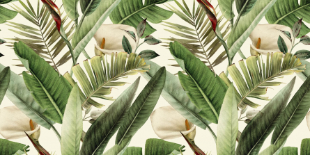 Фотообои Тропические листья и каллы