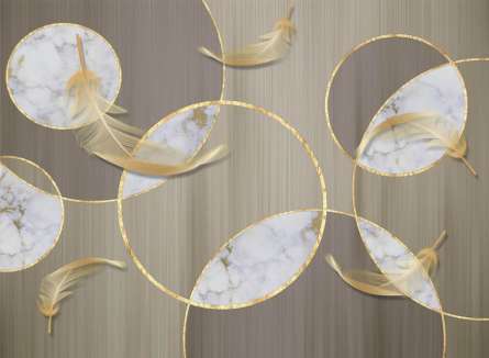 Фотошпалери золоті кола і пір'я Фотошпалери золоті кола і пір'я