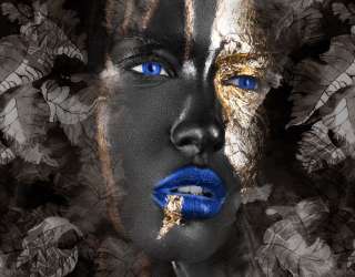 Фотошпалери обличчя з золотом 27578g