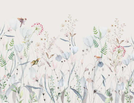 Фотообои Минималистичные цветы голубой оттенок