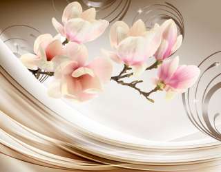 Фотошпалери Магнолії на коричневому атласі 23749