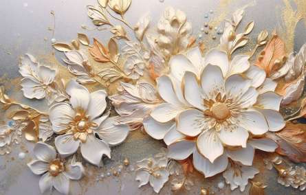 Фотошпалери 3Д квіти золоті