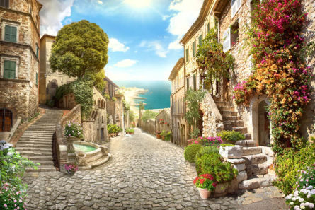 Фотообои Фреска улочка Фотообои Фреска улочка