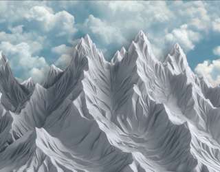 Фотошпалери 3Д гори блакитні з небом 34341