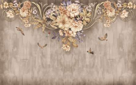 Фотошпалери коричневі квіти під стелею Фотошпалери коричневі квіти під стелею