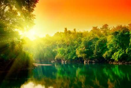 Фотошпалери Світанок на річці Фотошпалери Світанок на річці
