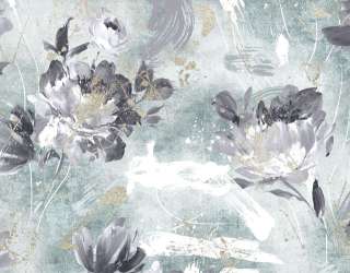 Фотошпалери дизайнерські квіти з бірюзовим золотом. 33327