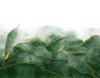 Фотошпалери Зелена акварель з золотом 25910g