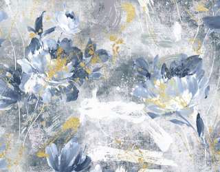 Фотошпалери дизайнерські квіти з золотом сині. 33327_2