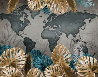 Фотошпалери листя з картою 30972