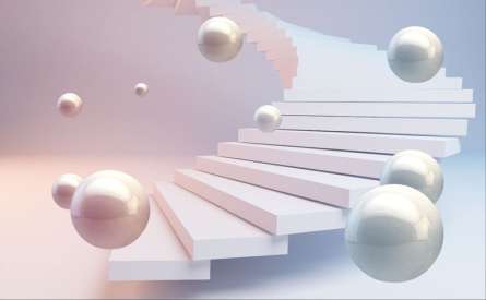 Фотошпалери 3Д кулі і рожеве небо