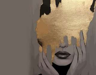 Фотошпалери обличчя жінки з золотом 34339