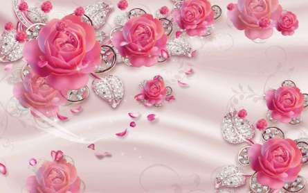 Фотошпалери 3D рожеві квіти