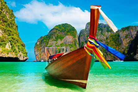 Фотообои Лодка в бирюзовых водах Фотообои Лодка в бирюзовых водах