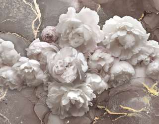 Фотошпалери Білі півонії з коричневим флюїдом 24012