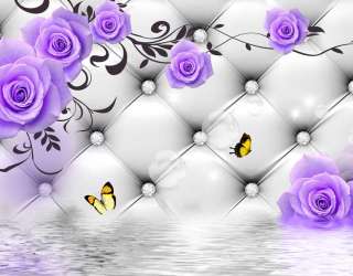 Фотошпалери 3д фіолетові троянди 22096