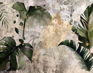 Фотошпалери акварельні листя монстери 30831