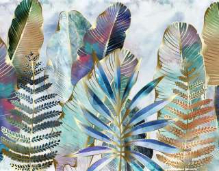 Фотошпалери золото тропічні листя 29318g