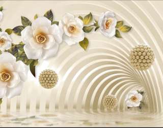 Фотошпалери 3Д тунель з квітами 31894