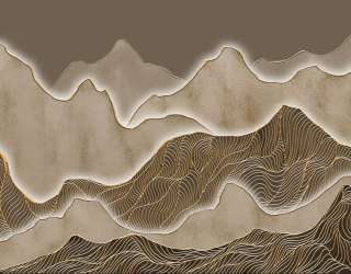 Фотошпалери золоті абстрактні гори 32937