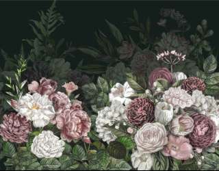 Фотошпалери темні вінтажні квіти 28819