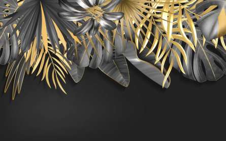 Фотошпалери Золоті листя на чорному Фотошпалери Золоті листя на чорному