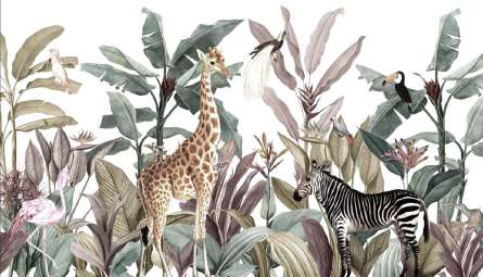 Фотошпалери тропічні листя і тварини