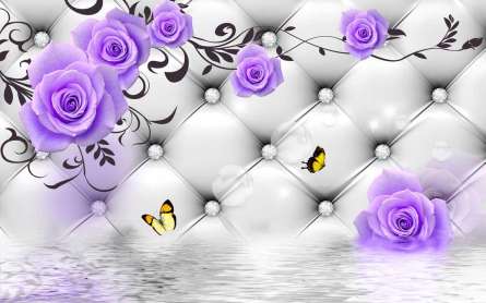 Фотошпалери 3д фіолетові троянди Фотошпалери 3д фіолетові троянди