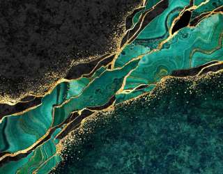 Фотошпалери зелений мармур з золотом 28795g