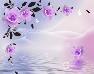 Фотообои  Фиолетовые 3д цветы 22275