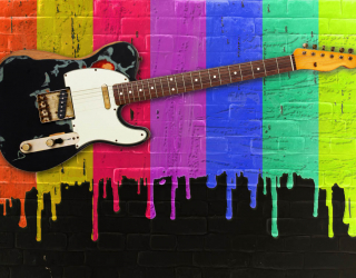 Фотообои Гитара на фоне красок 23100