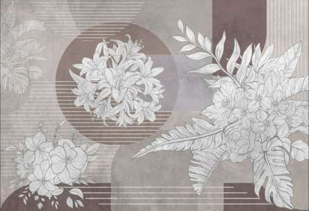 Фотообои Цветы и геометрические фигуры