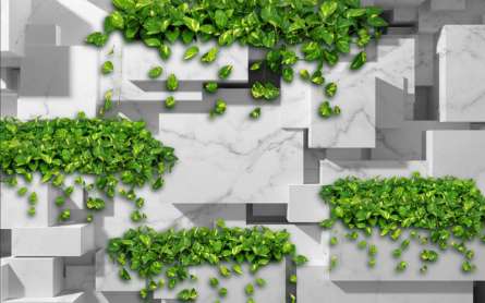 Фотошпалери 3Д стіна з квітами