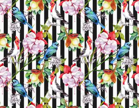 Фотообои Полосатая стена с цветами Фотообои Полосатая стена с цветами