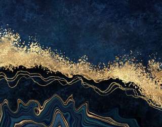 Фотошпалери синій мармур Золотий 26417g