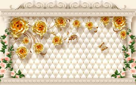 Фотошпалери сучасні 3D Стерео квіти