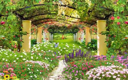 Фотообои Колонны в саду Фотообои Колонны в саду