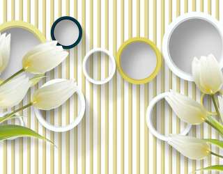 Фотошпалери квіти і кола 3д 27837