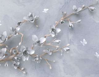 Фотошпалери гілка з квітами 3д 34306