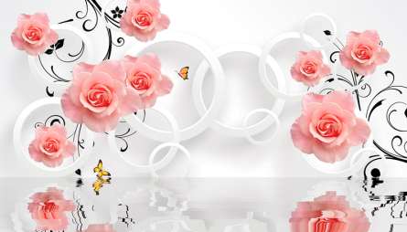 Фотообои 3D утоны роз над водой Фотообои 3D утоны роз над водой