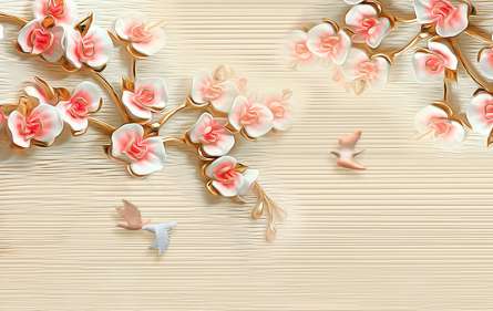 Фотообои Сакура 3d стереоскопическая Фотообои Сакура 3d стереоскопическая