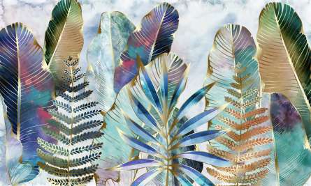 Фотошпалери золото тропічні листя Фотошпалери золото тропічні листя