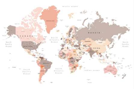 Фотошпалери Карта світу в пастельних тонах