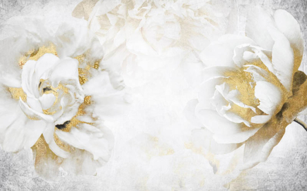 Фотошпалери білі квіти з золотом Фотошпалери білі квіти з золотом
