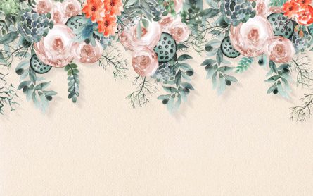 Фотошпалери акварельні квіти зі стелі