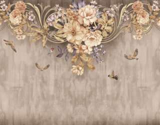 Фотошпалери коричневі квіти під стелею 29309